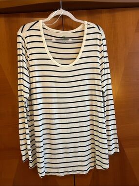 dip Black & White Striped Scoop-Neck Tunic